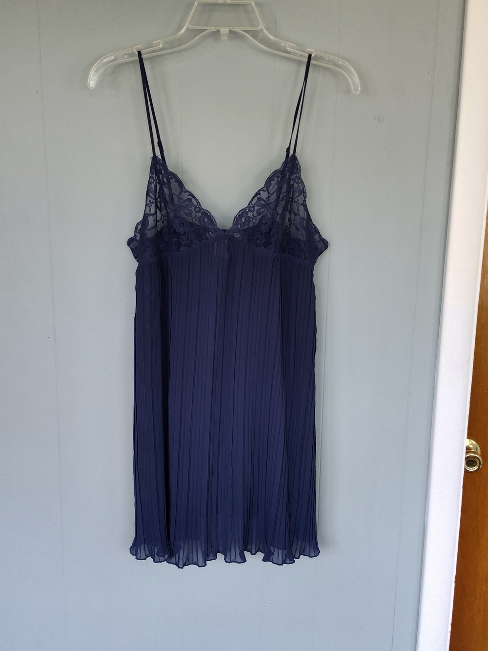 Vintage Women's Navy Lace-Trim Slip Dress
